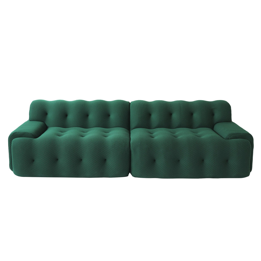 English Elm Bubble Sectional Sofa - Modern 3D-Knitted Loveseat In Green For Stylish Comfort And Relaxation B341S00017