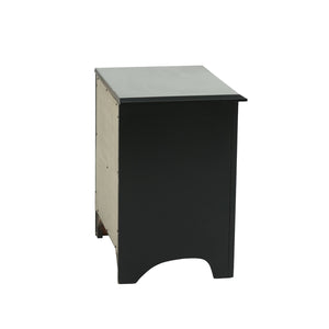 English Elm Nightstand Solid Pine Wood with 2 Drawers in Classic Black — Compact, Durable Storage for Bedroom SR014251