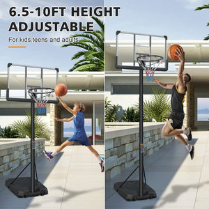 English Elm Double Fish Portable Basketball Hoop Adjustable 6.5 to 10 Ft Steel Rim Rust Proof W3087P251058