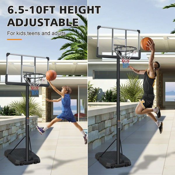 English Elm Double Fish Portable Basketball Hoop Adjustable 6.5 to 10 Ft Steel Rim Rust Proof W3087P251058