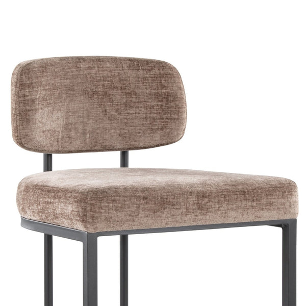 English Elm Fixed-height Barstools Powder Coated Steel Frame Brown Upholstered Seat Set of Two Black+Brown B202P471220