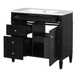 English Elm 36'' Modern Bathroom Vanity With Resin Sink, Storage Cabinet & Tip-Out Drawer For Stylish Organization SW000119AAB-2