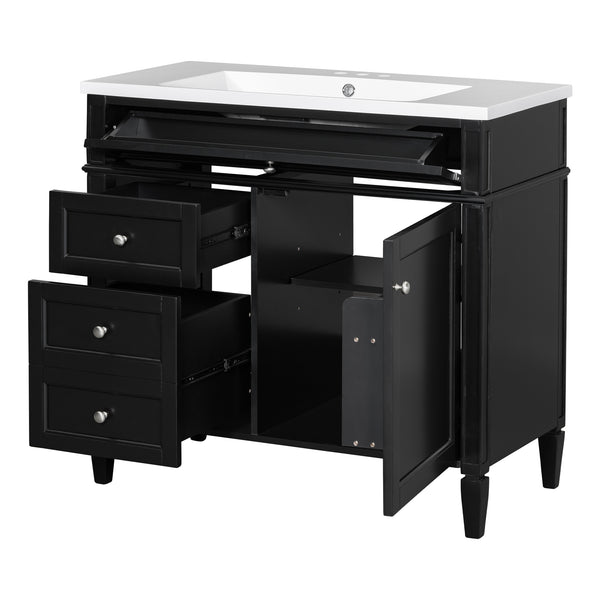 English Elm 36'' Modern Bathroom Vanity With Resin Sink, Storage Cabinet & Tip-Out Drawer For Stylish Organization SW000119AAB-2