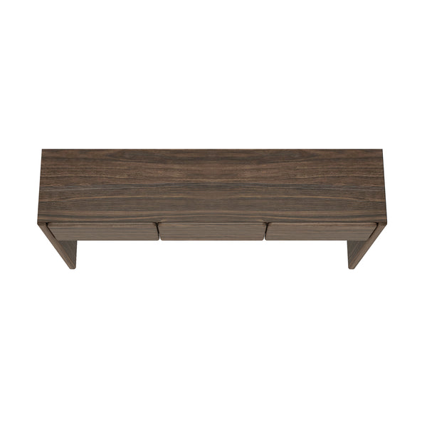 English Elm Linda Modern Console Table with 3 Spacious Drawers, Sleek Hardware-Free Design, Natural Grain Texture Walnut Brown B365P398090