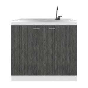 English Elm Utility Sink Base Cabinet with Two Doors Shelved Storage White Oak Laundry Room B097S00261