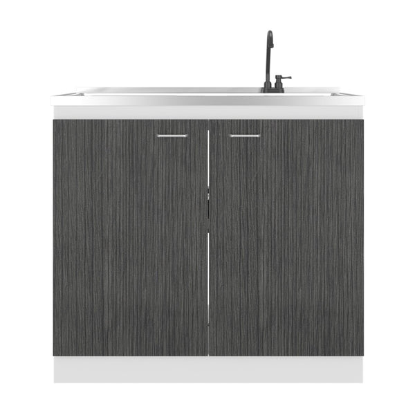 English Elm Utility Sink Base Cabinet with Two Doors Shelved Storage White Oak Laundry Room B097S00261