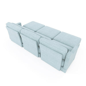 English Elm Three Elegant Sky-Blue Chenille Sofa With 3 Movable Ottomans & Lumbar Pillow For Versatile Comfort W714S01209-GIGA