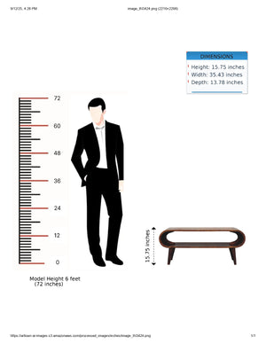 English Elm Solid Wood Amaya Mango Coffee Table with Open Storage, Nordic Legs, Chestnut Grain, Kid-Friendly Design B182P280782