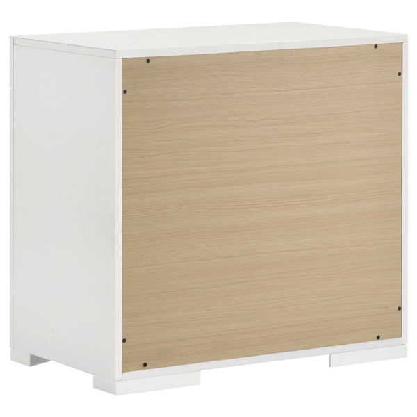 English Elm Pierce White High Gloss Nightstand with 2 Soft-Close Drawers Felt Lined Top Modern Bedside B062P378421