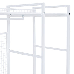 English Elm Open-Style Wardrobe Storage System with Heavy-Duty Metal Frame, Rails, Shelves & Drawers - Sleek Durable Design for Organized Living White SF000087AAK