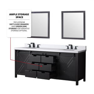 English Elm Brown Double Bath Vanity 80" W x 22" D with Cultured Marble Top, Matte Black Faucets, Dual 30" Mirrors, Scratch-Resistant Surface B2731S01120