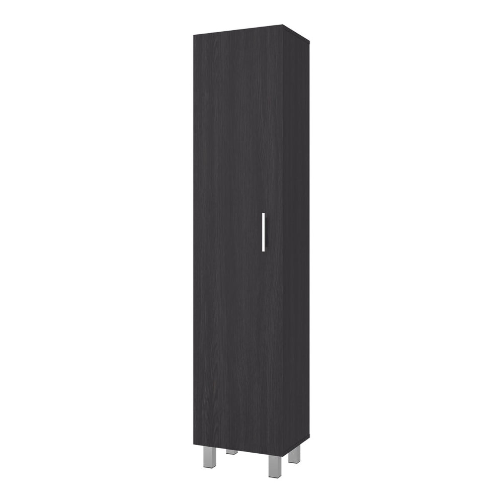 English Elm Vintro Slim Tall Cabinet with Metal Legs Four Interior Shelves for Bedroom Office Black B200P462885