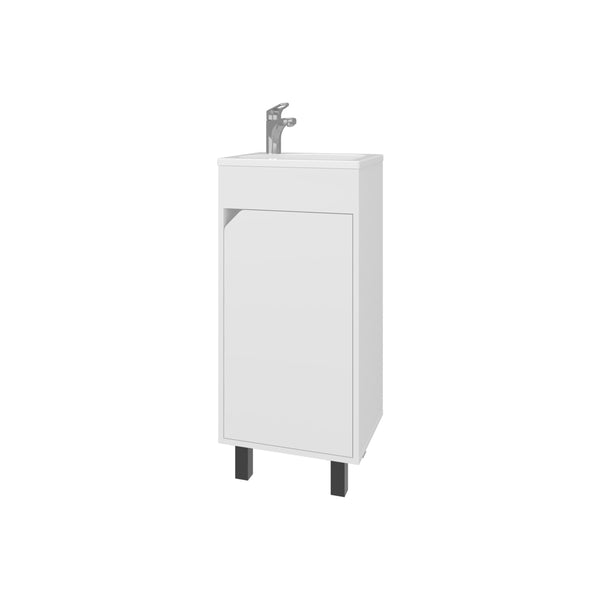 English Elm FM Modern Floating Bathroom Vanity with Integrated Sink and Soft-Close Door for Sleek Storage White 33.9 L x 18.9 W x 11 H B128P293881