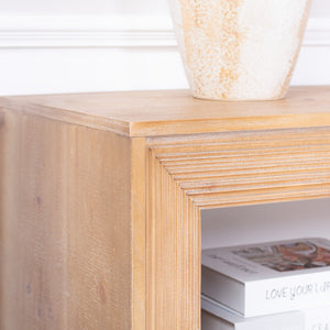English Elm Rustic Farmhouse Console Table with Open Shelf Natural Wood Grain Entryway Accent W2729P270743