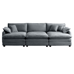 English Elm Oversized Modular Cushioned Sofa With 3 Ottomans – Versatile Sleeper Design In Grey Corduroy Fabric W714S00759-GIGA