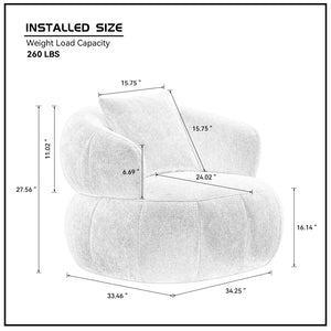English Elm Modern Sculptural Pumpkin Lounge Chair Textured Polyester Upholstery for Living Room Brown W2582P457334