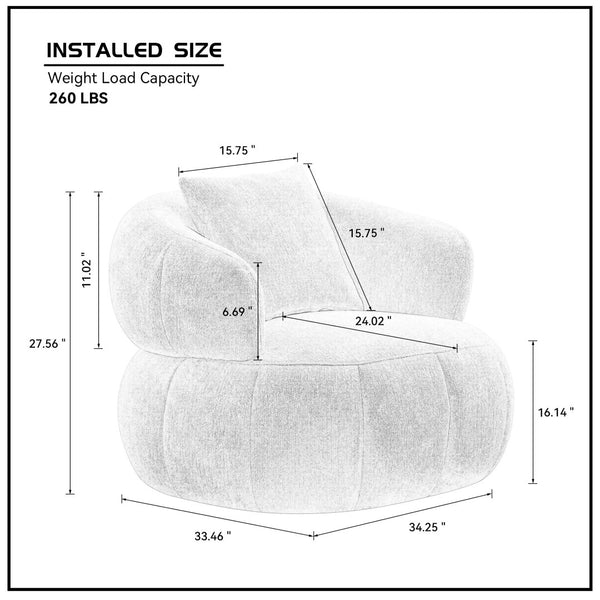 English Elm Modern Sculptural Pumpkin Lounge Chair Textured Polyester Upholstery for Living Room Brown W2582P457334
