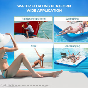 English Elm Outsunny Inflatable Floating Dock Platform Pvc Non-slip Mat for Group Water Fun W2225P485643