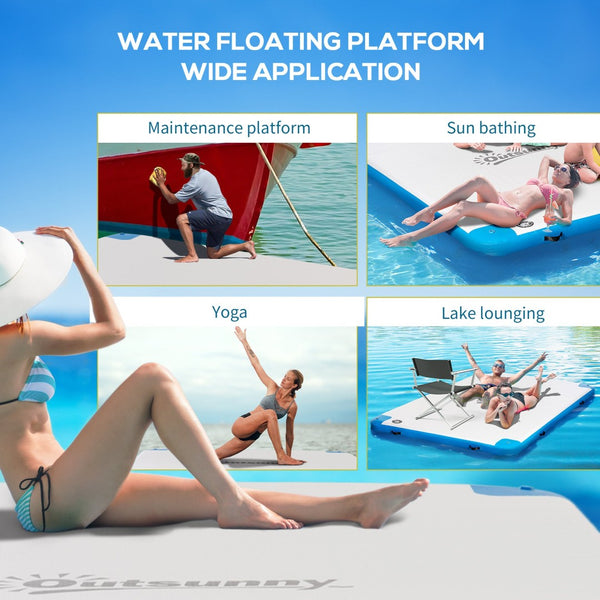 English Elm Outsunny Inflatable Floating Dock Platform Pvc Non-slip Mat for Group Water Fun W2225P485643