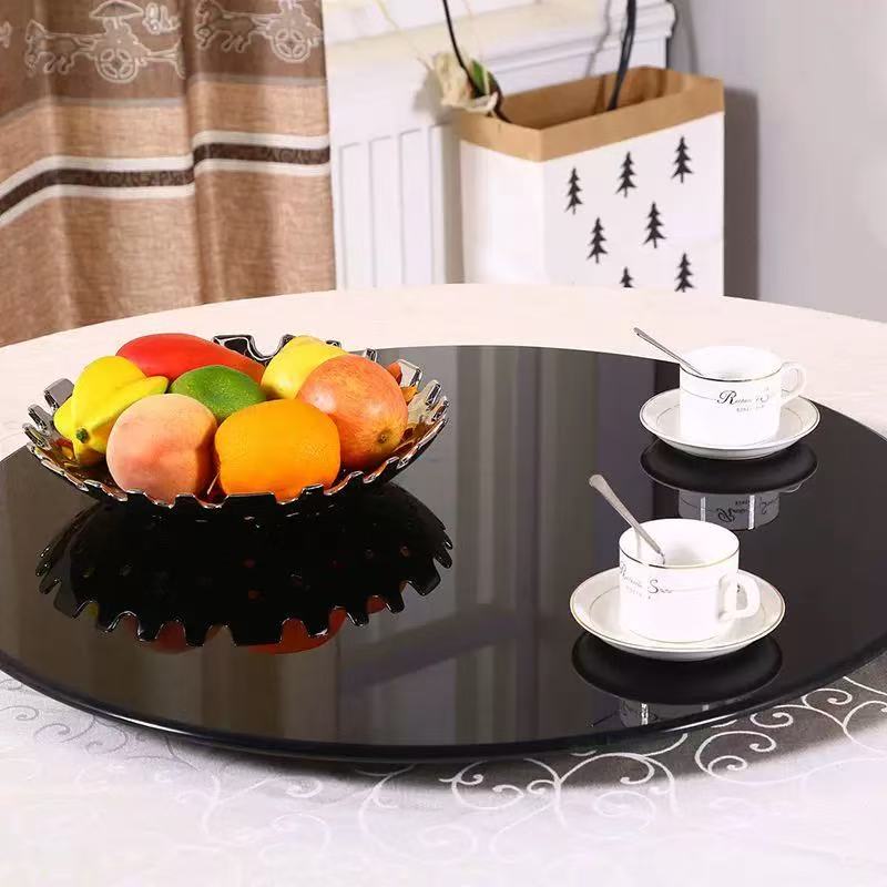 English Elm Black 31.5" Tempered Glass Round Table Top - 0.3" Thick Durable Black Painted Surface, 31.5x31.5" W1718P352092