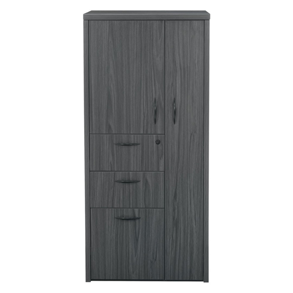 OSP Home Furnishings Store Cabinet with Adjustable Shelves and Hanging Rod for Retail Backroom Organization NAP-161-SGW