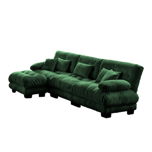 English Elm Luxury Modular Chenille Sectional Sofa — Oversized Convertible L-Shape Cloud Couch with Deep Seats & Ottoman, Green W714S01235