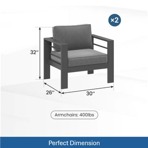 English Elm All-weather 5-piece Outdoor Conversation Set with Iron Frame and Olefin Cushions Gray B082S00108