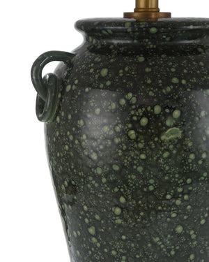 Currey & Company Junko Green Table Lamp - Artisanal Terracotta Design With Antique Brass, Crystal Base & Elegant Shade Green Terracotta ,Optic Crystal 6000-1032-currey-company