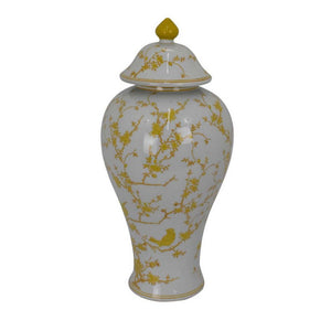 English Elm Avery Sculptural Ceramic Vase with Spiral Ribbed Texture for Modern Home Decor Yellow+White B056P416930