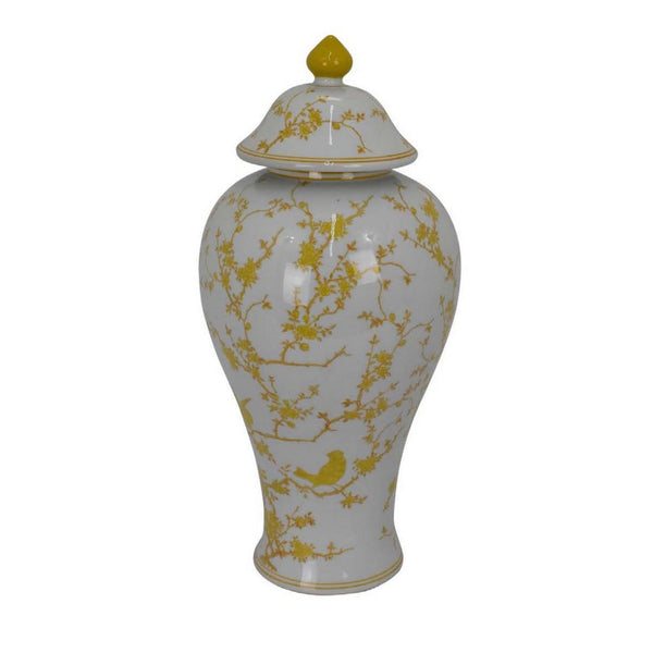 English Elm Avery Sculptural Ceramic Vase with Spiral Ribbed Texture for Modern Home Decor Yellow+White B056P416930
