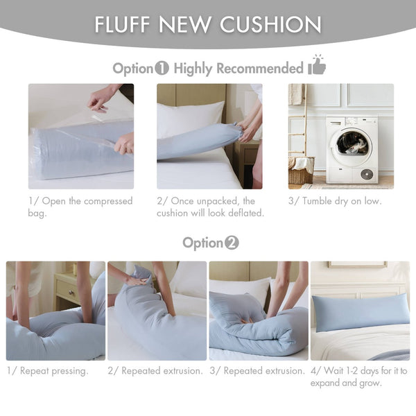 English Elm 1- Piece Full Body Cooling Pillow with Nylon Spandex Cover for Side Sleepers Light Grey B035P482976