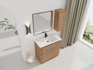 English Elm 36'' Freestanding Bathroom Vanity With Glossy Ceramic Sink & Soft-Close Doors For Stylish Storage W999S00402