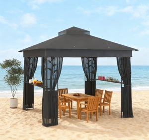 English Elm Height Adjustable 10x10 Pop up Canopy with Mesh Walls Steel Frame Uv Protection T3971P426857
