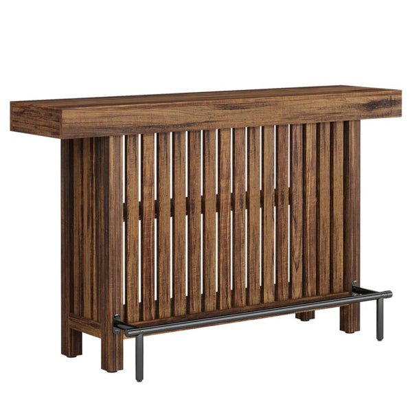 English Elm Bar Table Two Tier Industrial Metal Frame Open Shelf Home Kitchen Entertaining Stand T3971P452823