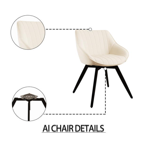 English Elm 31.5" Modern Black Mdf Round Tulip Dining Table Set With 2 Beige Chairs - Perfect For Small Spaces! W2189S00734