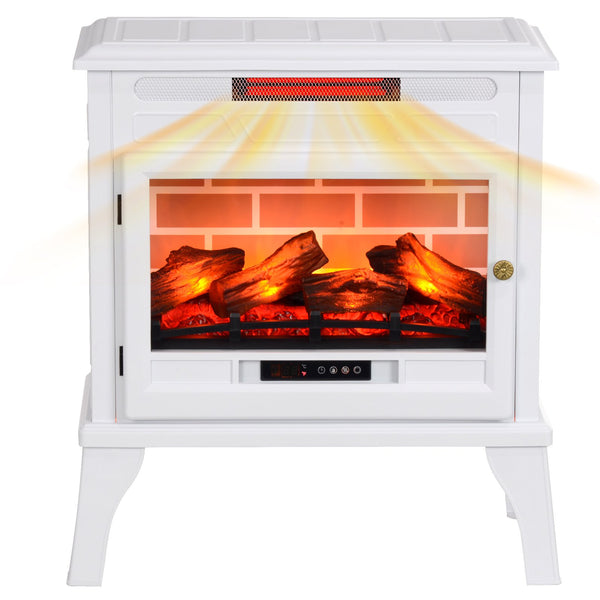 English Elm Homcom 24" Electric Fireplace Stove With Remote, 3D Flame, Adjustable Heat & Safety Features, White W2225P249850