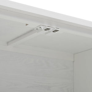 English Elm Elegant Modern Sideboard with Wavy Arched Groove Doors, Adjustable Shelves, MDF Wood Legs, 63.4" L W2696P256249