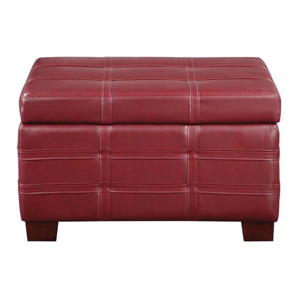 OSP Home Furnishings Detour Strap Ottoman Crimson Red