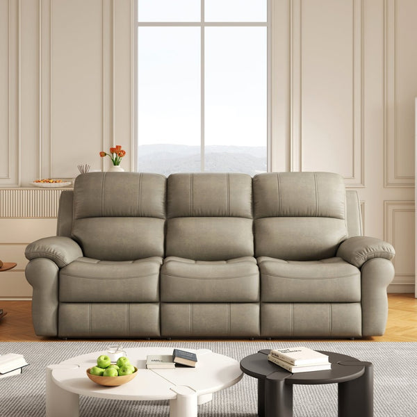 English Elm Breathable Fabric Power Reclining Sofa with Wireless Charging and Drop Down Console W1896141758