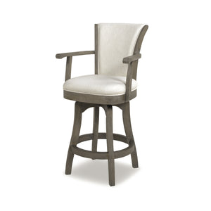 English Elm Jennifer Taylor Home - Williams 27In Swivel Counter Stool - Elegant White Linen, Comfort & Durability For Home Bars B2719P238372