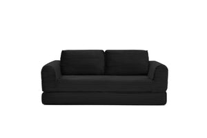 English Elm 2-in-1 Corduroy Futon Sofa Sleeper with Foam Fill and Modular Floor Profile Black W1117P417295