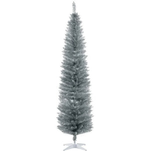English Elm Snow Flocked Pink Pencil Artificial Christmas Tree for Entryway or Bedroom Corner T3971P419311