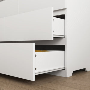 English Elm 12 Drawer Wide Double Dresser Modern Symmetrical Wood Storage Chest for Bedroom W409S00018