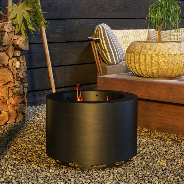 English Elm Outsunny 19 Inch Stainless Steel Wood Burning Fire Pit with Secondary Combustion Design W2225P174296