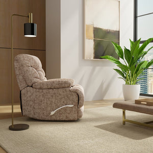 English Elm Swivel Glider Recliner Plush Upholstered Chair for Contemporary Living Rooms Beige Brown B339P422560