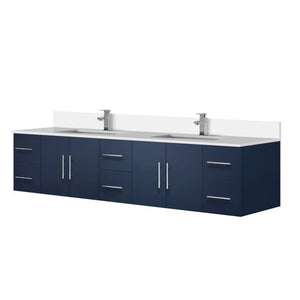 English Elm Navy Double Bath Vanity 84" W x 22" D with Cultured Marble Top, Chrome Faucet, Soft-Close Storage B2731P258760