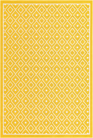 Unique Loom Outdoor Trellis Kafes Machine Made Geometric Rug Yellow, Ivory 6' 1" x 9' 0"