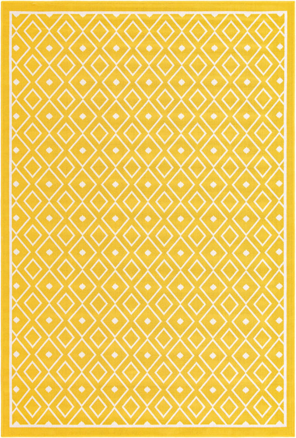 Unique Loom Outdoor Trellis Kafes Machine Made Geometric Rug Yellow, Ivory 6' 1" x 9' 0"
