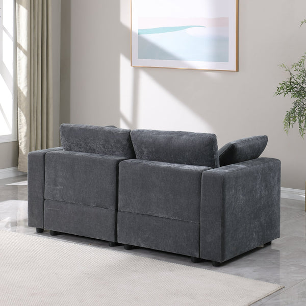 English Elm Modular Chenille Grey Sectional Sofa Set - Flexible 6-Piece Design For Modern Living Spaces & Comfort W1123S00014