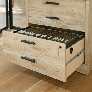 English Elm Lateral File Cabinet In Warm Brown Finish - Secure Storage With Key Lock & Multi-Use Design B356P402775